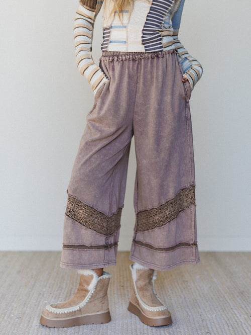 Country Sunshine Crochet Wide Leg Pant - Mocha