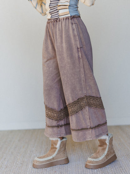 Country Sunshine Crochet Wide Leg Pant - Mocha