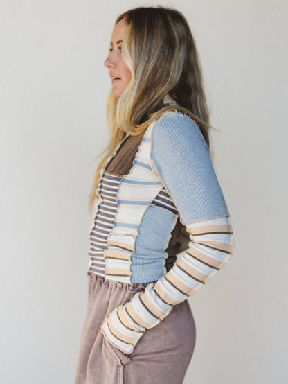 Eclectic Stripes Top - Taupe