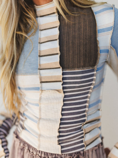 Eclectic Stripes Top - Taupe