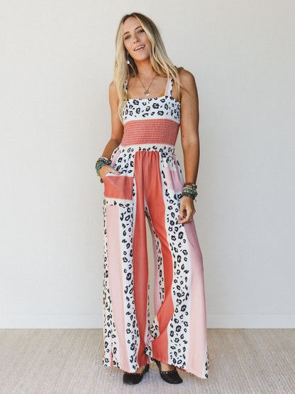 Serendipity Animal Print Jumpsuit - Coral