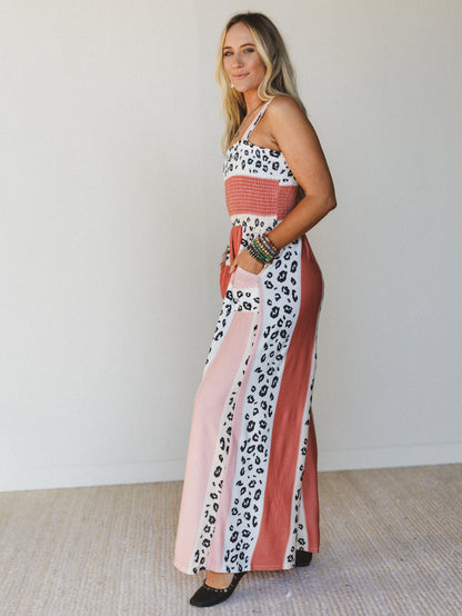 Serendipity Animal Print Jumpsuit - Coral