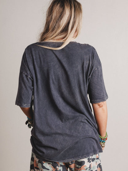 Zebra Mate Oversized Tee  - Charcoal