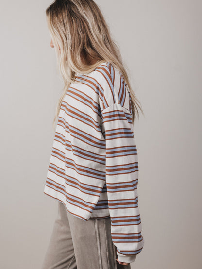 Long Sleeve Striped Top - Blue