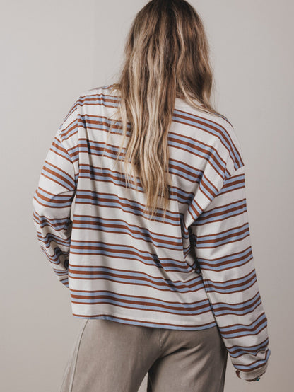 Long Sleeve Striped Top - Blue