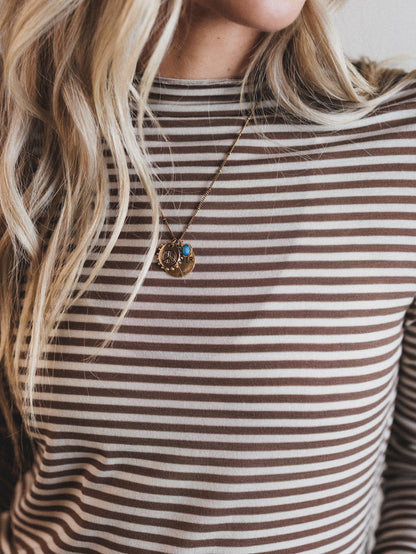 Dream Again Striped Top - Mocha