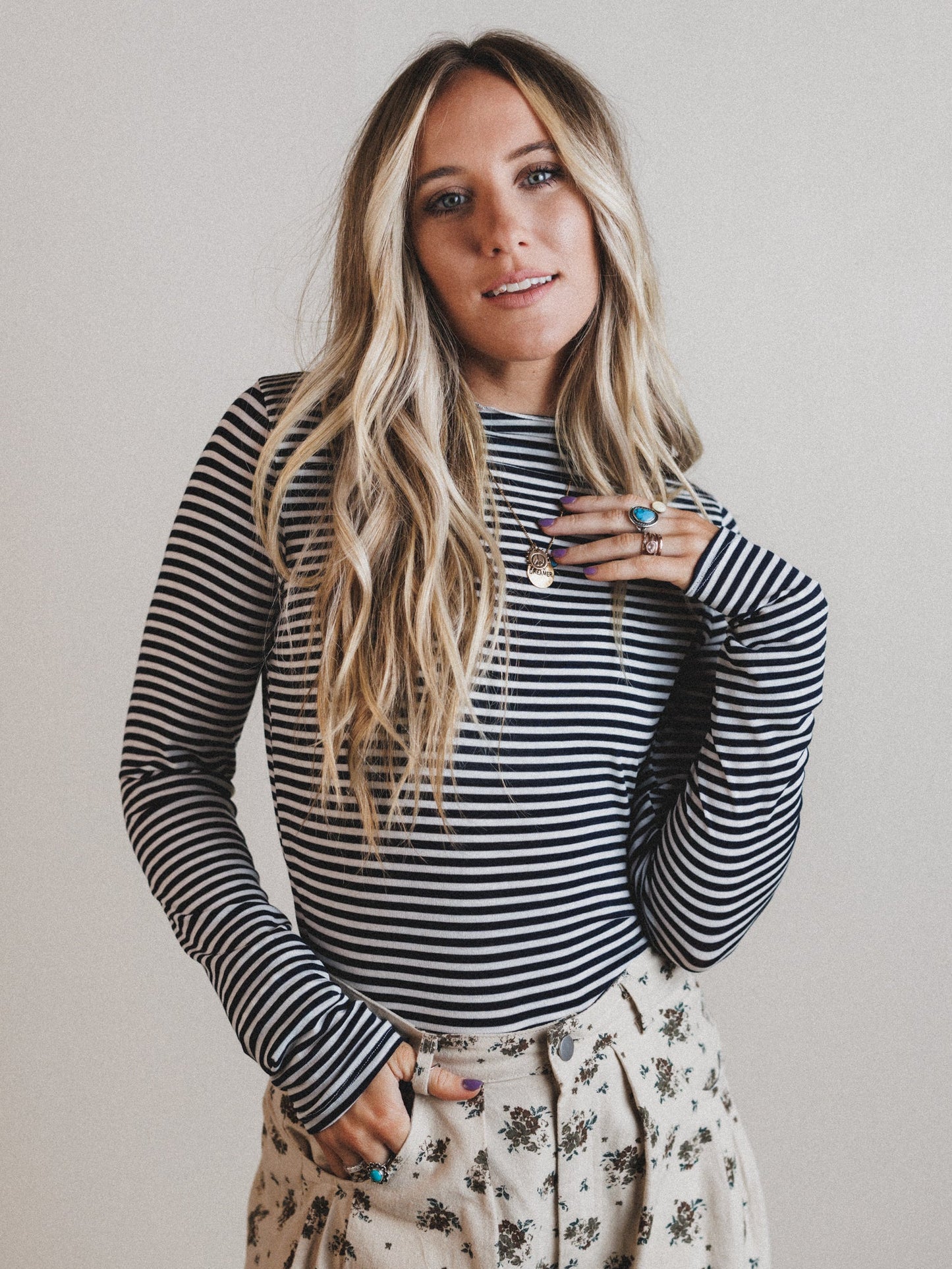 Dream Again Striped Top - Navy