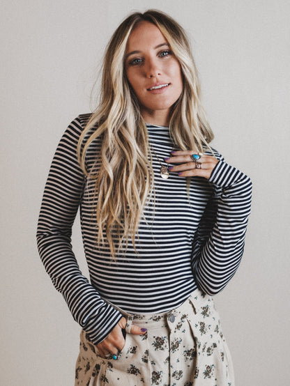 Dream Again Striped Top - Navy