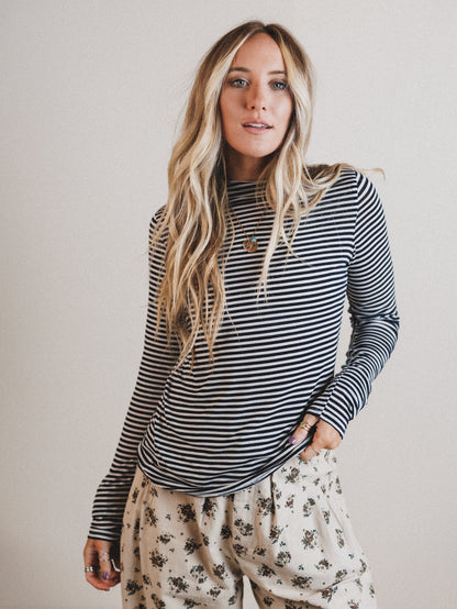Dream Again Striped Top - Navy