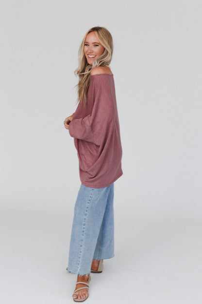 The Nest Sunday Stroll Oversized Tee - Mauve
