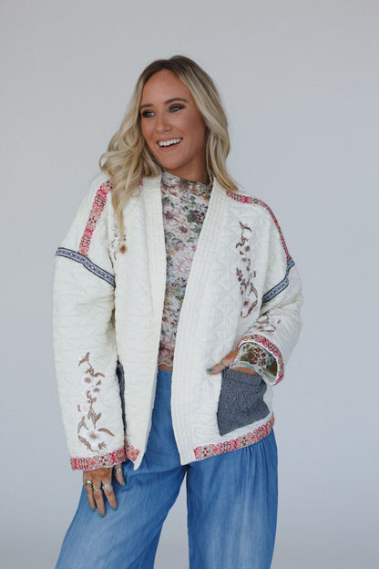 Adeline Embroidered Jacket - Cream