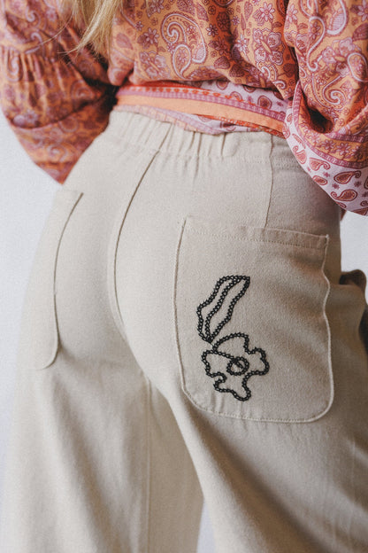 Sweet On You Embroidered Pants - Oat