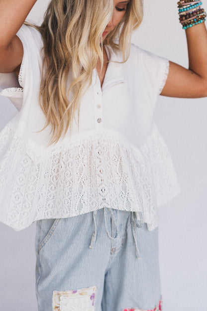 Callie Short Sleeve Tee - White