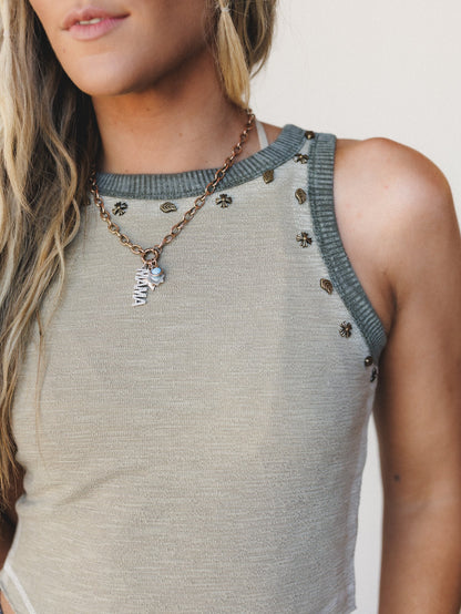 Venus Studded Tank - Olive