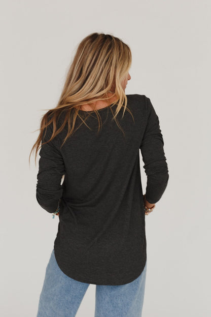 Ryder Long Sleeve Bralette Tee - Charcoal