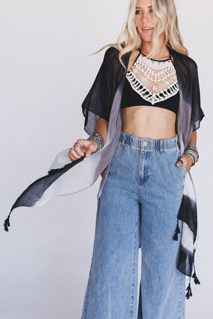 Crochet High Neck Bralette - Black