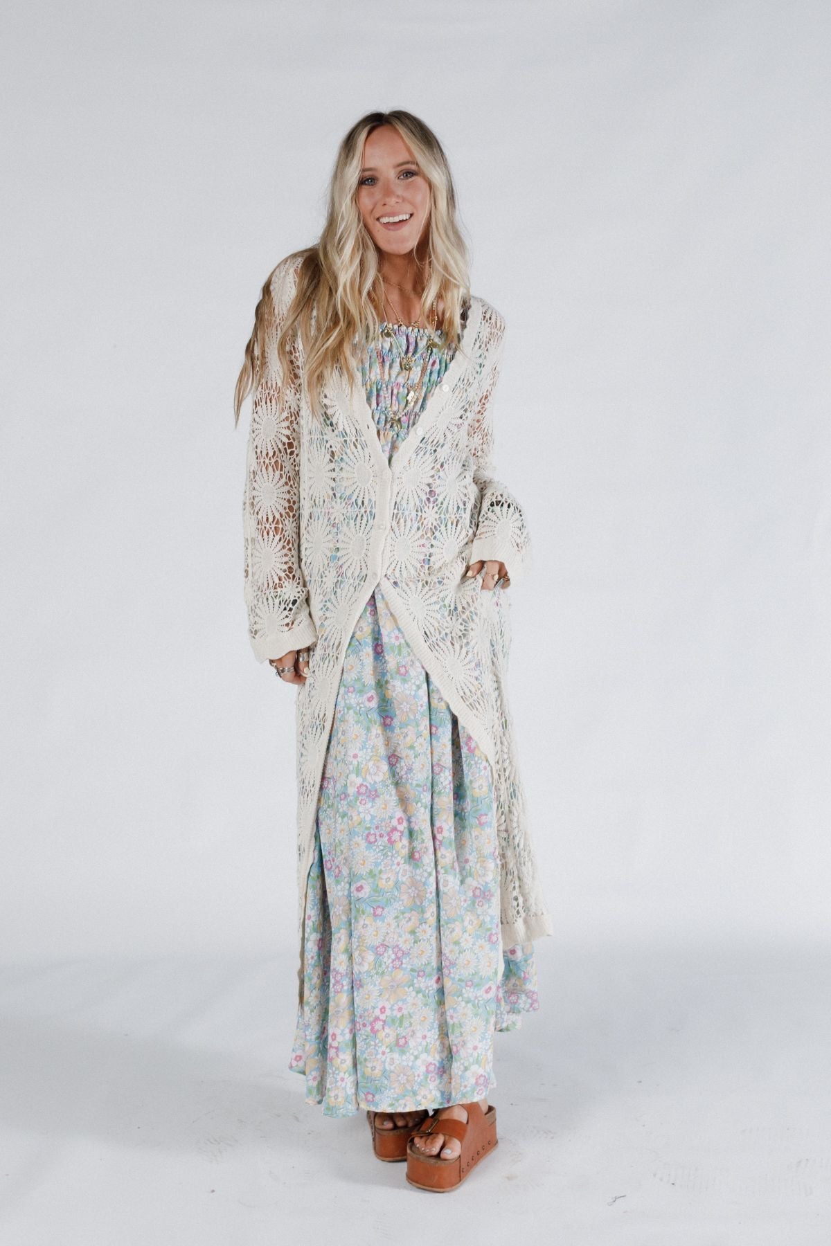 Garden Muse Crochet Duster - Natural
