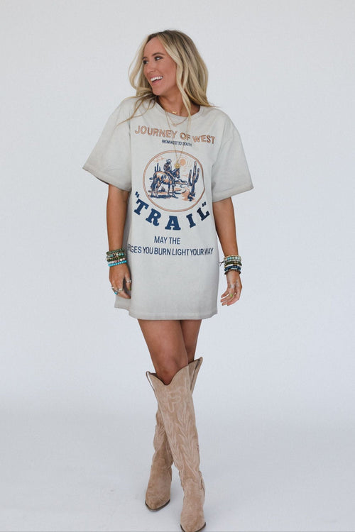 Light The Way Graphic Tee Dress - Tan