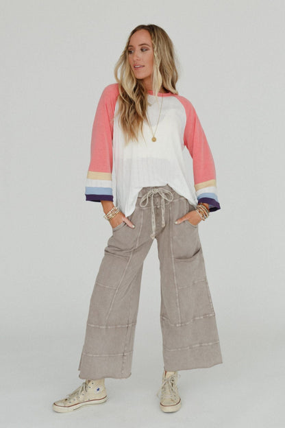 Lucky One Wide Leg Pant - Taupe