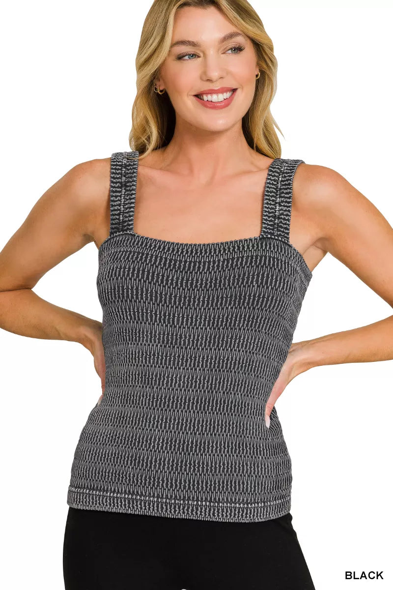 Hazel Blues® |  Zenana Seamless Winkle Stone Washed Tank Top
