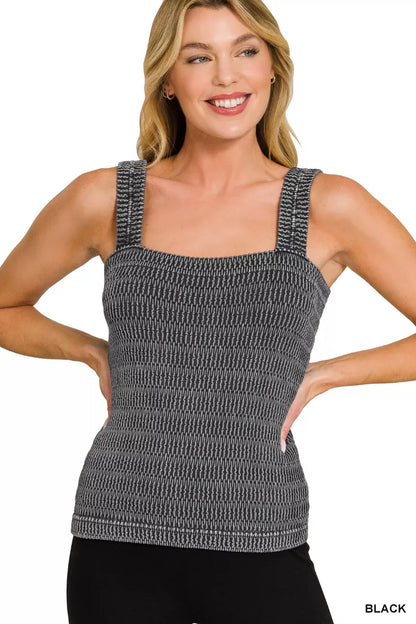 Hazel Blues® |  Zenana Seamless Winkle Stone Washed Tank Top
