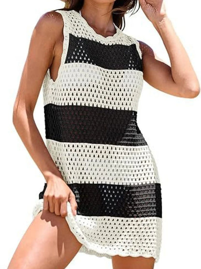 Hazel Blues® |  Color Block Openwork Sleeveless Cutout Back Cover-Up