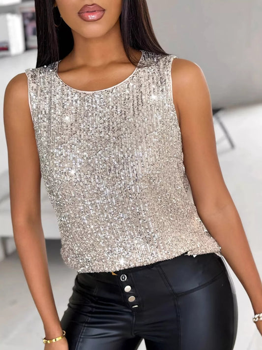 Hazel Blues® |  Sequin Round Neck Tank Top