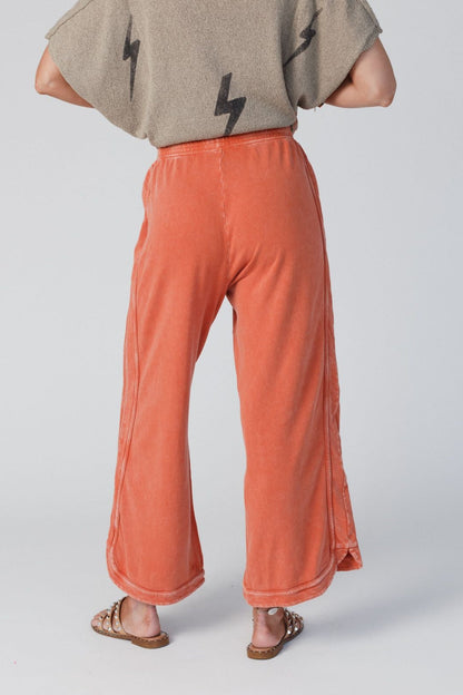 So Comfy Wide Leg Pant Cropped Length - Faded Rust