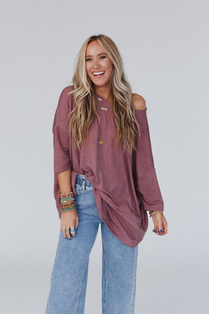 The Nest Sunday Stroll Oversized Tee - Mauve