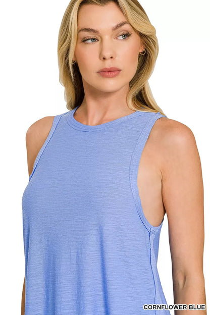 Hazel Blues® |  Zenana Curved Hem Slub Tunic Tank