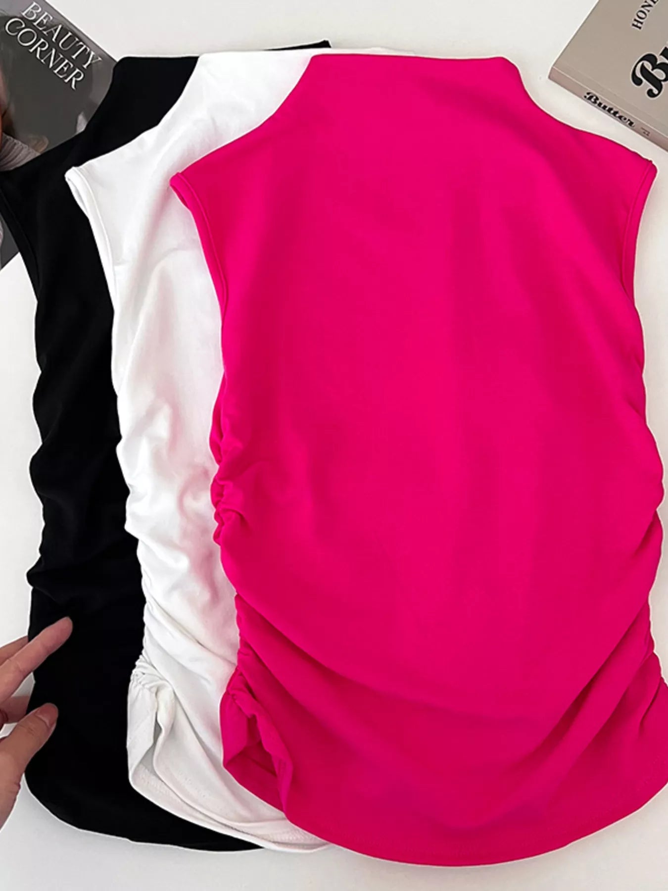 Hazel Blues® |  Ruched Mock Neck Tank