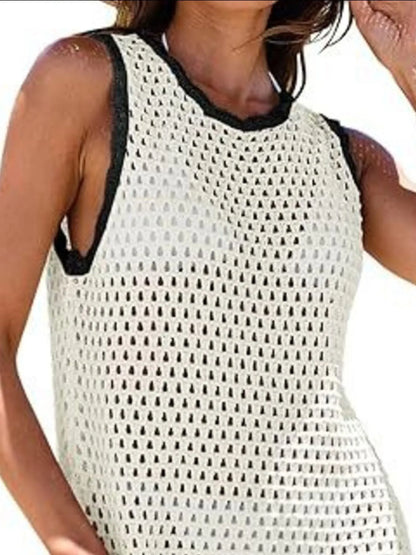 Hazel Blues® |  Color Block Openwork Sleeveless Cutout Back Cover-Up