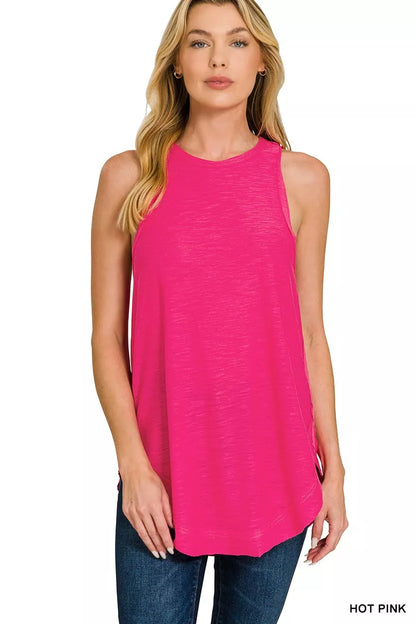 Hazel Blues® |  Zenana Curved Hem Slub Tunic Tank