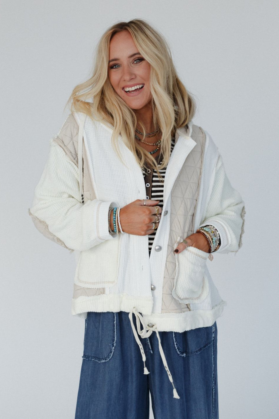 Leighton Button Up Jacket - Cream