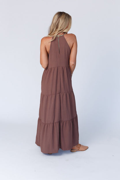 The Nest Scarlett Baby Waffle Tiered Maxi Dress - Mocha