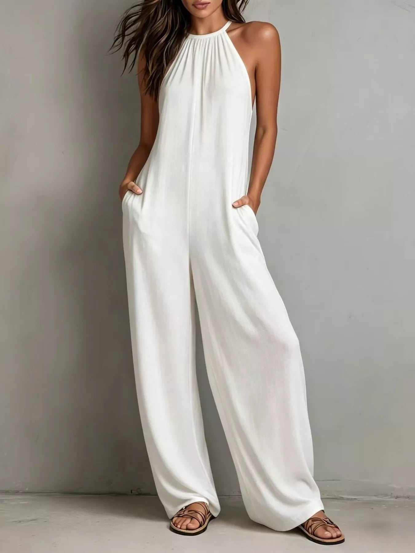 Hazel Blues® |  Sleeveless Wide Leg Jumpsuit