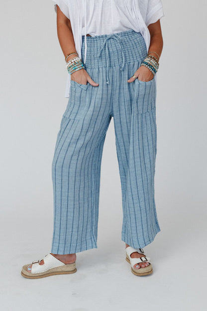 Solana Striped Pants - Blue
