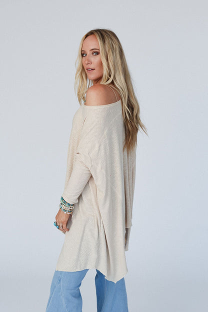 The Wren Long Sleeve Ribbed Tunic - Taupe