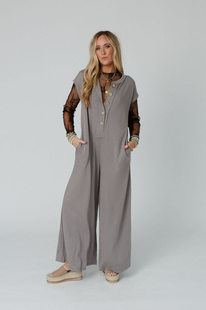 The Nest Davina Wide Leg Jumpsuit - Mushroom