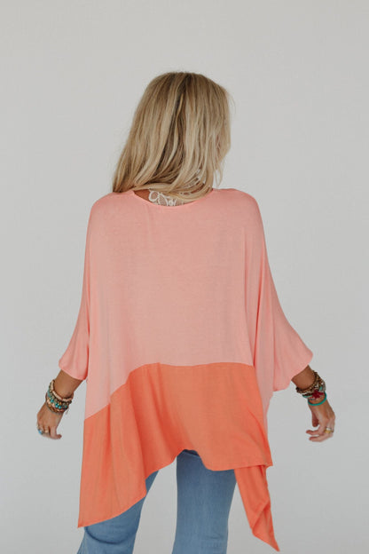 The Nest Coffee Sunsets V Neck Top - Dark Peach Tangerine