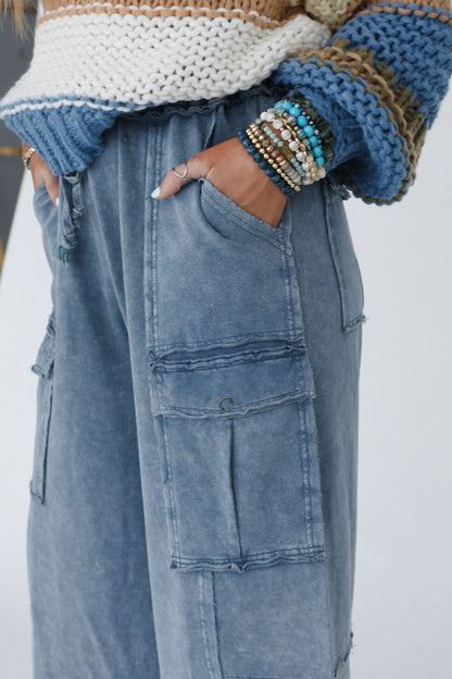 Game On Cargo Wide Leg Pant - Faded Navy