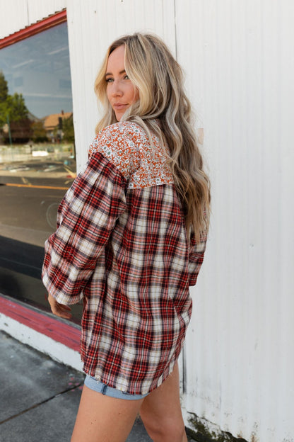 Better Together Mixed Print Top - Apple Wood