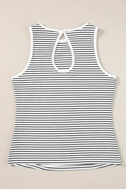 Hazel Blues® |  Striped Ribbed Round Neck Tank