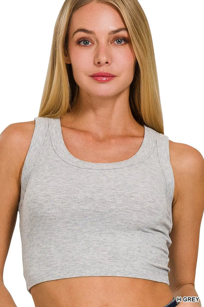 Hazel Blues® |  Zenana Ribbed Scoop Neck Cropped Tank Top