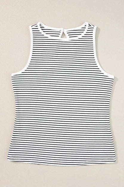 Hazel Blues® |  Striped Ribbed Round Neck Tank