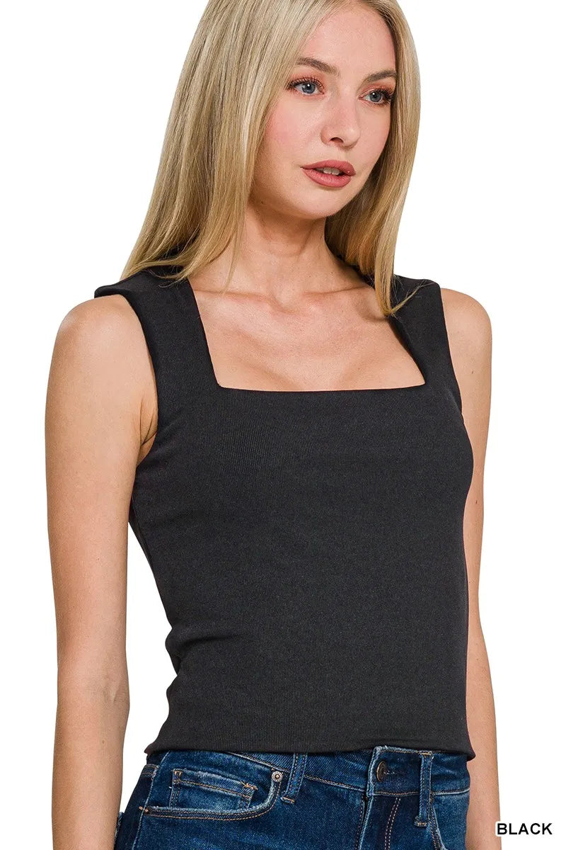 Hazel Blues® |  Zenana Ribbed Seamless Double Layered Square Neck Tank