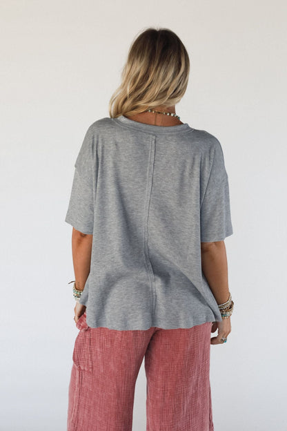 The Nest Soft Plume Henley Top - Heather Grey