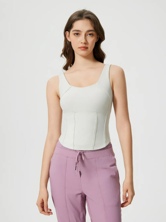 Hazel Blues® |  Millennia Round Neck Wide Strap Active Tank with Detachable Chest Pads