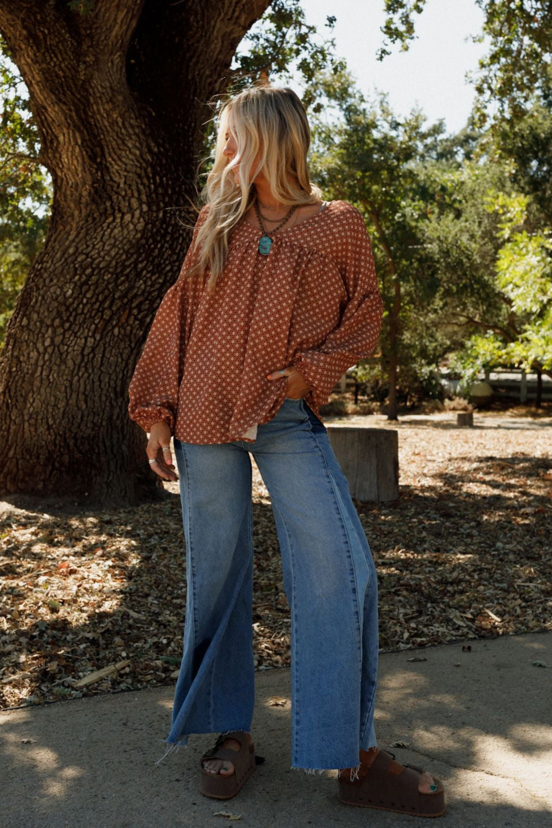 The Nest Kendrix Printed Top - Ginger