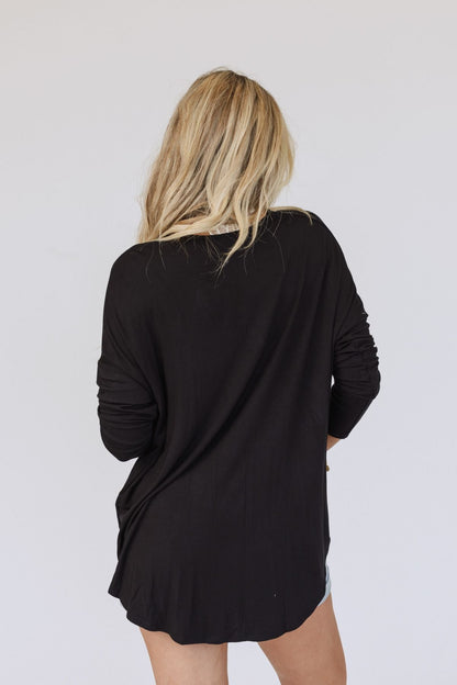 The Nest Cool Days Twisted Long Sleeve Top - Black